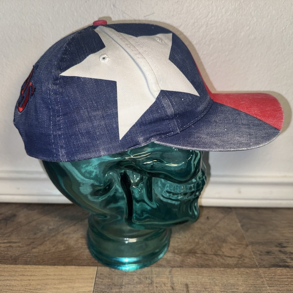 Vintage 1994 Global Caps Texas Flag Hat Red White Blue SnapBack